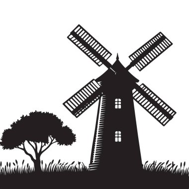 Görkemli Yel Değirmeni Görünümü Kırsal Mirası ve Sürdürülebilir Enerjiyi Sembolize Ediyor