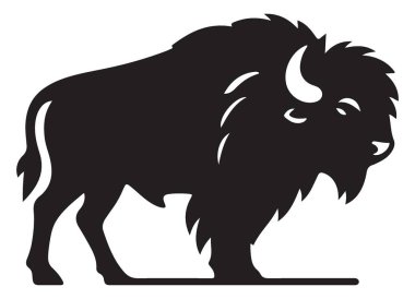 Amerikan Bufalo Silueti Vektör İllüstrasyon Vahşi Yaşam Hayvan Tasarımı