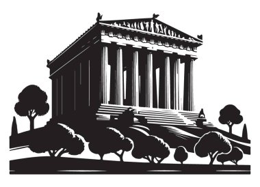Antik Yunan Mimari Tapınağı Silueti Klasik Bina Resimleri