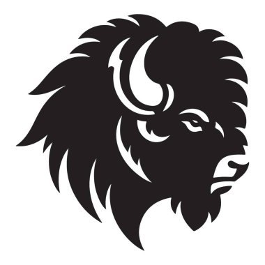 Bizon Baş Logosu Tasarım Vektör Çizim Sanatı 'nın Güçlü Silueti