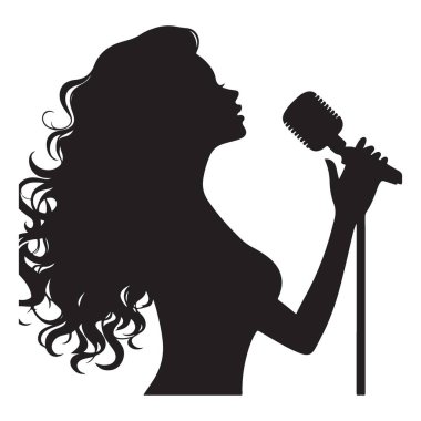 Şarkıcı Silueti Mikrofon Tutan Müzikal Performans Sanatsal Vokal Yeteneği