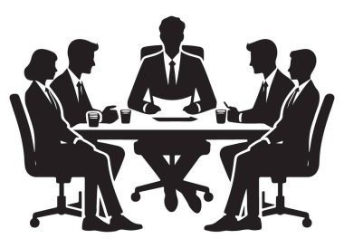 Business Meeting Silhouette Vector Illustration Group Discussion Concept