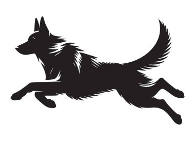 Evcil Hayvanlar için Sıçrayan Köpek Vektör İllüzyonu Silueti