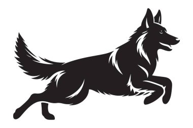 Dinamik Alman çoban çobanı siluet vektör sanat enerjik köpek arkadaş çizimi