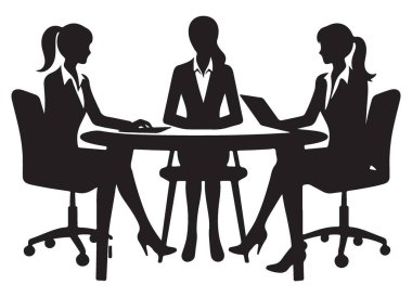 Siluet Takım Çalışması ve İşbirliği Vektörüyle Tanışan Profesyonel Kadınlar