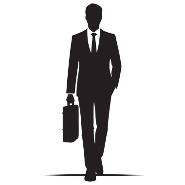 Evrak Çantası Profesyonel Başarı Vektör Sanatı ile Güvenilir İşadamı Silueti