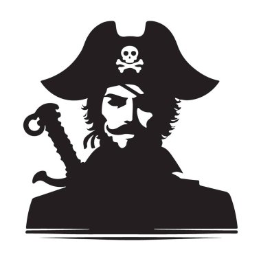 Cesur Korsan Silueti Göz bandı Swashbuckler Macera Vektörü Sanatı