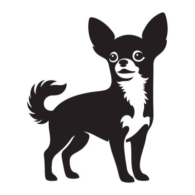 Şirin Chihuahua Silueti Küçük Köpek Yetiştirilmiş Hayvan Vektörü İllüstrasyonu