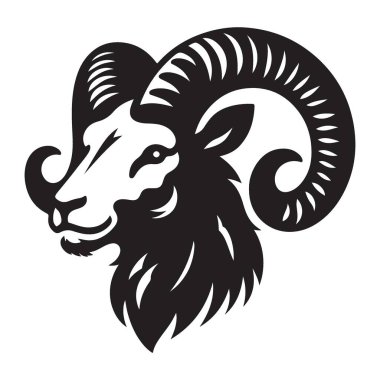 Siluet Ram Baş Vektör Zodiac ve Hayvan Grafikleri Çizimi