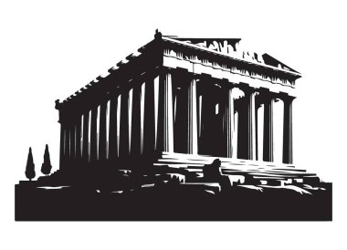 Tarih meraklıları için Antik Yunan Partenon vektör illüstrasyon tapınağı