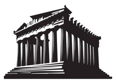 Parthenon Antik Yunan tapınağı mimarisi siluet vektörü grafiği