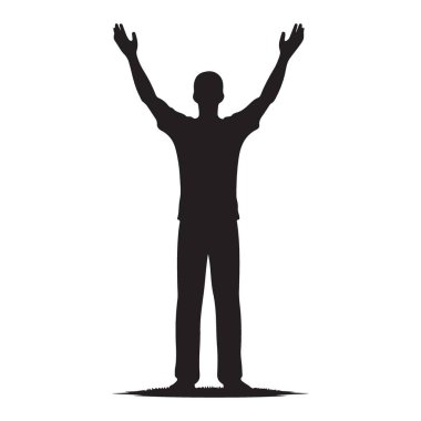 Yükseltilmiş Kollu Bir Adamın Silüeti Zafer İfadesi