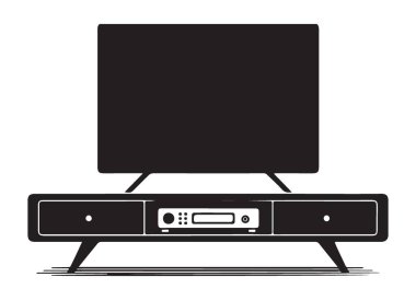 Stand Silhouette Vektör İllüstrasyon Tasarımı ile Televizyon Seti