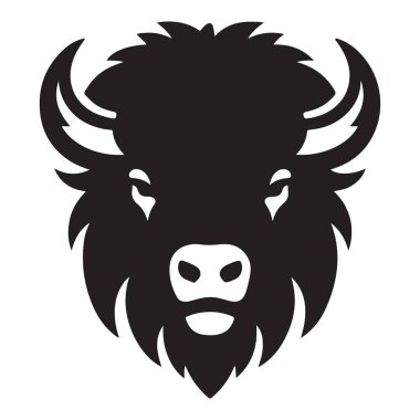 Bizon Başlı Siluet Vektör Resimli Hayvan Sanatı Tasarımı