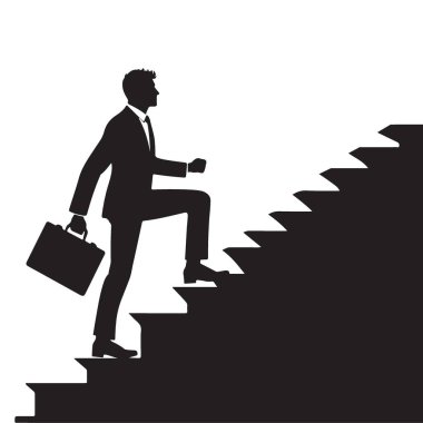 İşadamı Merdivenlere Tırmanıyor Siluet Kariyer Büyümesini Sembolize Ediyor