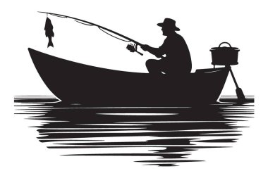Günün Tutuşu Siluet Balıkçısı Tekne Taşıyıcı Sanatı