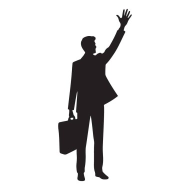İş adamının Silueti El Sallayan Vektör Başarı İllüstrasyonu