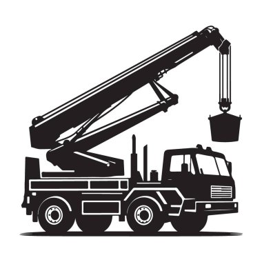 Ağır Turna Kamyonu Silueti Vektör İllüstrasyon Kaldırma Ekipmanı