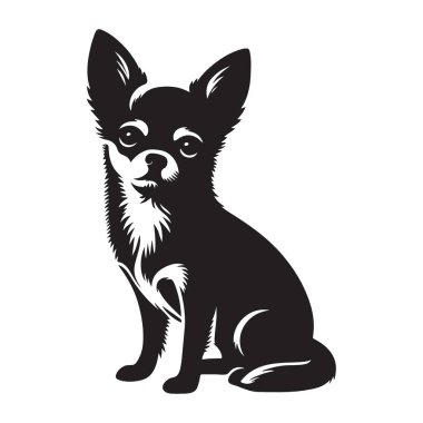 Sevimli Chihuahua Köpek Silueti Hayvan Sevenler için Vektör Grafiği