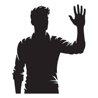 Merhaba Vektör Sanatı Sallayan Bir Adamın Siluet Resmini Selamla