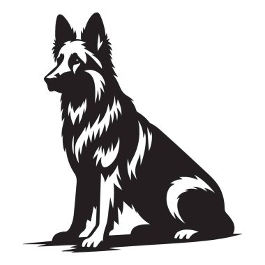 Alman Çoban Köpeği Hayvanlar İçin Siluet Vektör İllüstrasyonu