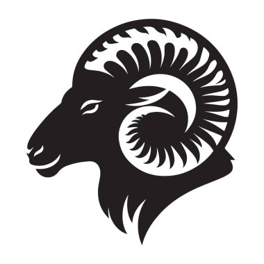 Astroloji Tasarımları için Ram Baş Siluet Vektör İllüstrasyonu