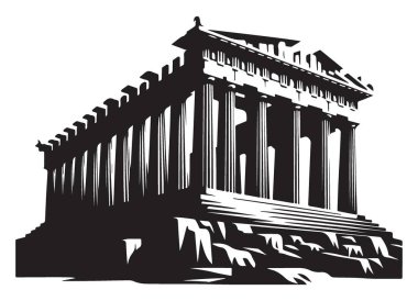 Atina 'daki Partenon' un Siyah ve Beyaz Görünümü