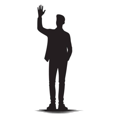 İnsan Dalgalanan El Vektörü İllüstrasyon Tasarımı Silueti