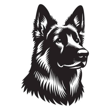 Görkemli Alman Çoban başı Hayvan Sevenler için Portre Vektörü İllüstrasyonu