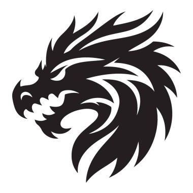 Ejderha Başlı Siluet Vektör Resimleri Vahşi ve Efsanevi Yaratık Sanatı