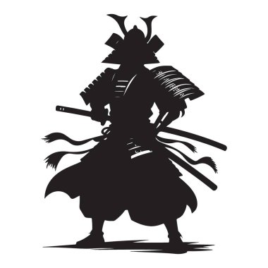 Samuray Savaşçısı Siluet Vektör Sanatı Eski Japon Savaşçı Tasarımı