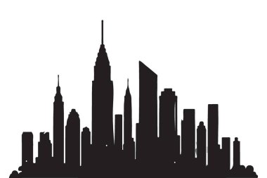 New York Şehri Skyline Siluet Vektörü Şehir Manzarası Tasarım Elemanı