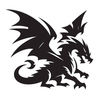 Güçlü ejderha silueti çizimi efsanevi yaratık vektör grafik sanatı
