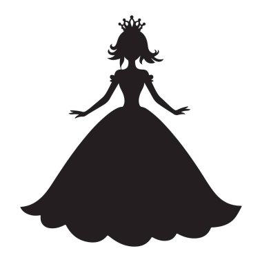 Peri Masalı 'nın Zarif Prenses Silueti Vektör Sanatı
