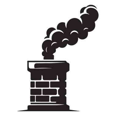Klasik Brick Chimney Siluet Görüntü Yükselen Duman Efekti