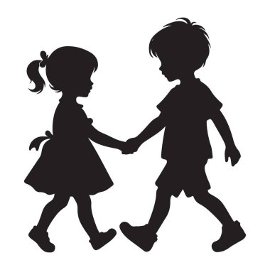 El ele tutuşan çocuklar vektör çizimleri Dostluk ve Masumiyet