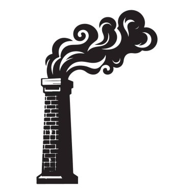 Kirlilik Bilinci İçin Duman İllüstrasyonu Endüstriyel Baca Silüeti