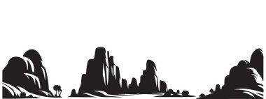 Majestic Mountain Range Illustration Panoramik Peyzaj Vektör Tasarım Sanatı