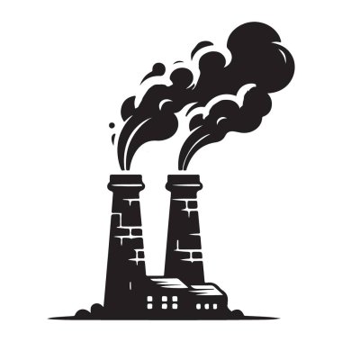 Endüstriyel Baca Silüeti Görüntü Kirlilik Sorunlarını Sembolize Ediyor