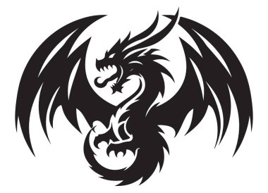 Spread Wings Design ile Silhouette Dragon Vector Illustration