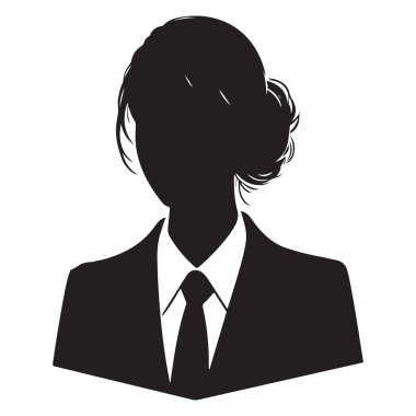 Takım Elbiseli Profesyonel İş kadını Silueti Kravat Vektörü İllüstrasyonu