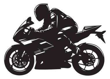 Motosiklet sürücüsü silueti vektör görüntüsü işinizi damgalamak için mükemmel