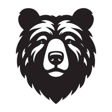Logo tasarımları için güçlü ayı başı siluet vektör çizimi
