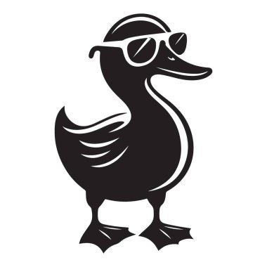 Havalı tasarım için güneş gözlüğü vektör görüntüsü olan havalı ördek silueti