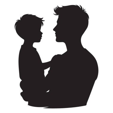 Baba 'nın Oğlunu Sevgi ve Bakımla Tutuşunun Silueti