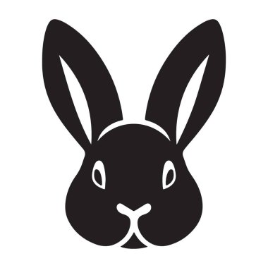 Tavşan Başı Siluet Vektör Çizimi Sevimli Hayvan Silueti Yüzü