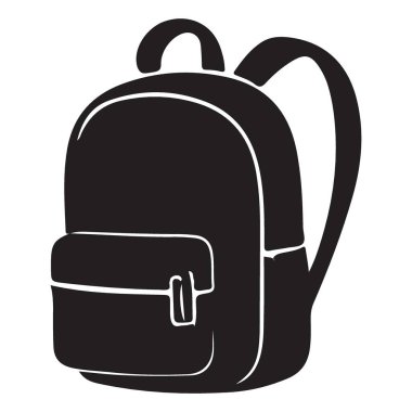 Okul gezisi maceraları tasarımı için klasik siyah sırt çantası çizimi