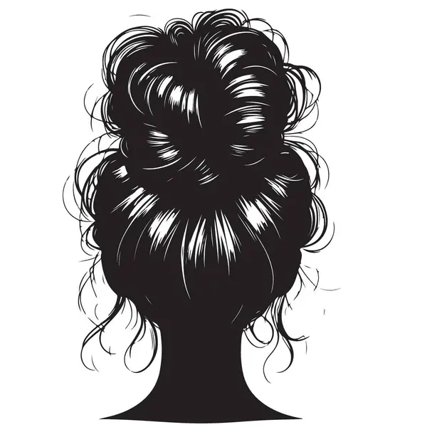 Dağınık Çörek Saç Tarzı Vektör Çiziminin Silueti