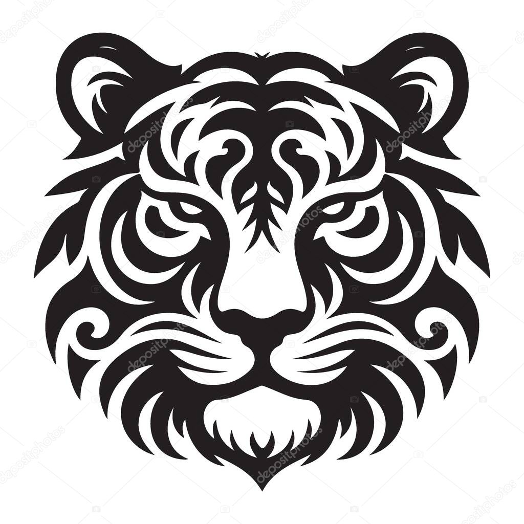 Majestic Tribal Tiger Head Vector Illustration for Creative Projects