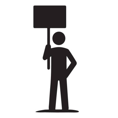 Siluet protestocu adam işaret vektör grafik resim indirme tutuyor